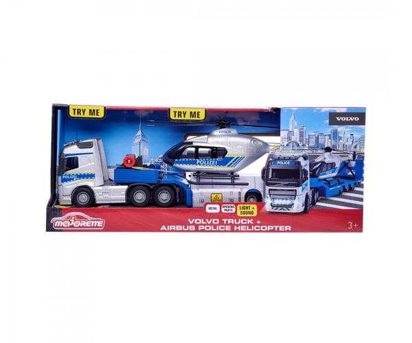 Majorette Volvo Truck + Airbus Police Helicopter
