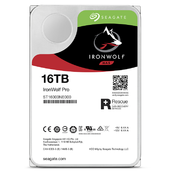 Seagate IronWolf Pro ST16000NT001 sisäinen kiintolevy 16 TB 7200 RPM 256 MB 3.5" Serial ATA III