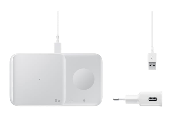 Samsung EP-P4300TWEGEU oplader til mobil enhed Hovedtelefoner, Smartphone, SmartWatch Hvid Trådløs opladning Hurtig opladning Indendørs