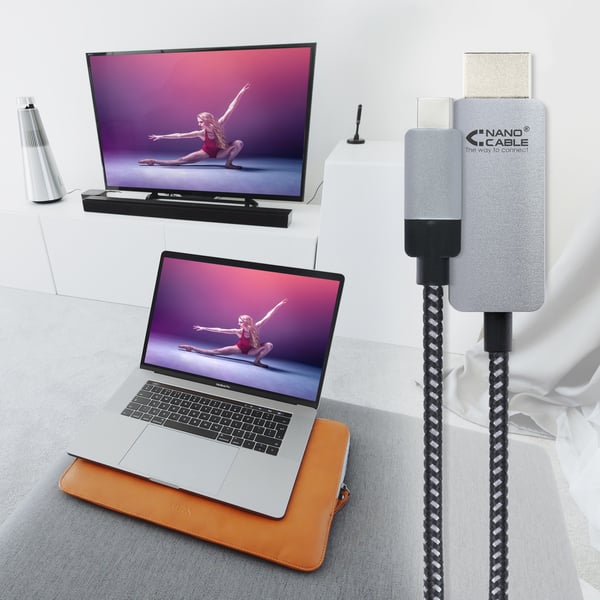 Nanocable 10.15.5103 videokaapeli-adapteri 3 m USB Type-C HDMI Alumiini, Musta
