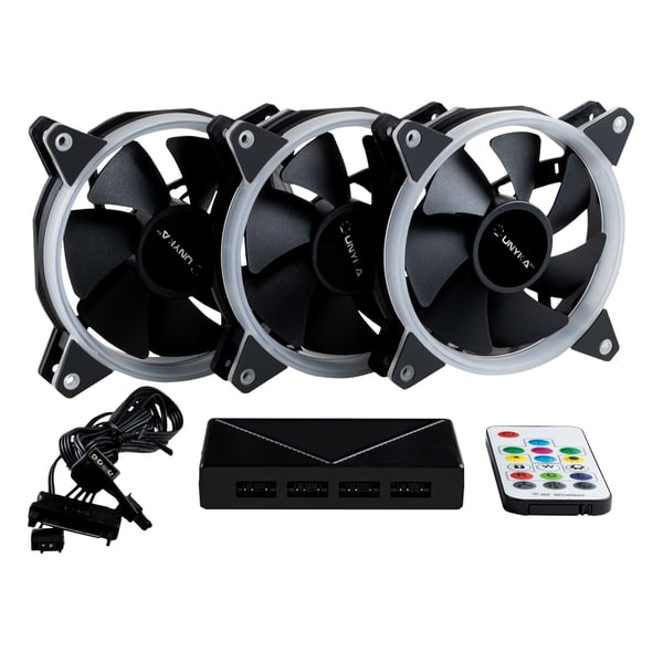 UNYKAch Fan CANDY 30 ARGB Ring Led 120 mm Computerkabinet Ventilator 12 cm Sort 3 stk