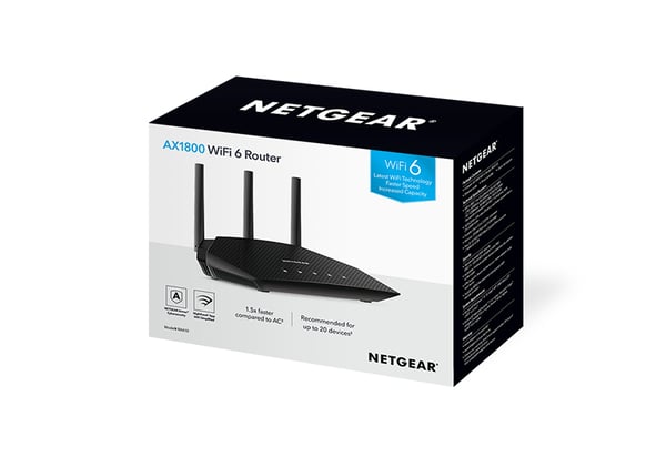 NETGEAR Nighthawk 4-Stream AX1800 WiFi 6 Router (RAX10) langaton reititin Gigabitti Ethernet Kaksitaajuus (2,4 GHz/5 GHz) Musta
