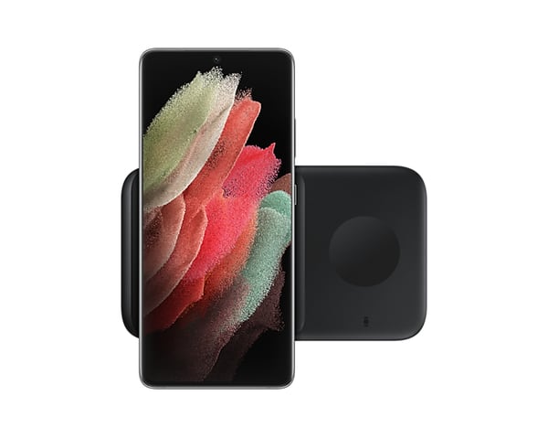 Samsung EP-P4300TBEGEU oplader til mobil enhed Hovedtelefoner, Smartphone, SmartWatch Sort Trådløs opladning Hurtig opladning Indendørs