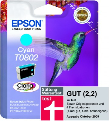 Epson Hummingbird Mustepatruuna Cyan T0802 Claria Photographic Ink