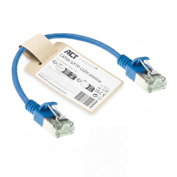 ACT DB7652 netværkskabel Blå 0,25 m Cat6a S/FTP (S-STP) Rund