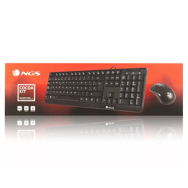 NGS Cocoa Kit, QWERTY, ES tastatur Mus inkluderet Universel USB Spansk Sort