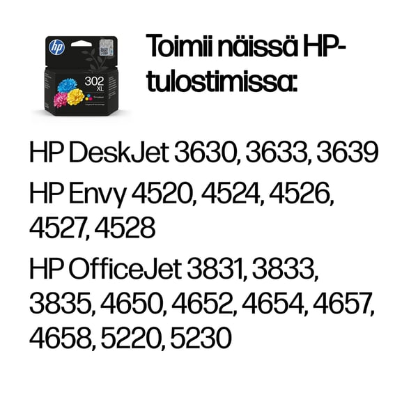 HP 302XL, alkuperäinen riittoisa kolmivärimustekasetti