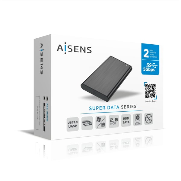 AISENS ASE-2525B drevkabinet SSD kabinet Sort 2.5"