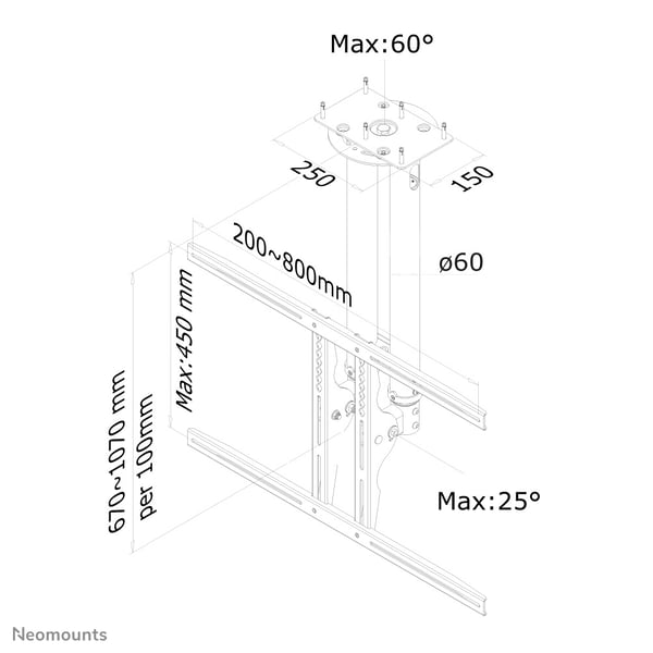 Neomounts PLASMA-C100BLACK tv-fäste 190,5 cm (75") Svart