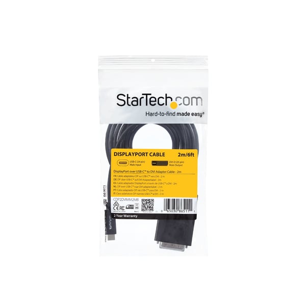 StarTech.com 2 m USB-C till DVI-kabel - 1920 x 1200 - Svart