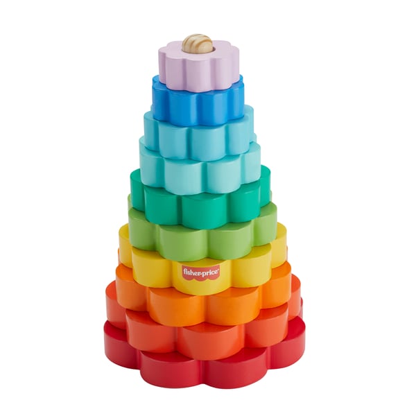 Fisher-Price stableringe i træ, finmotorrik-legetøj til tumlinger, 10 trædele