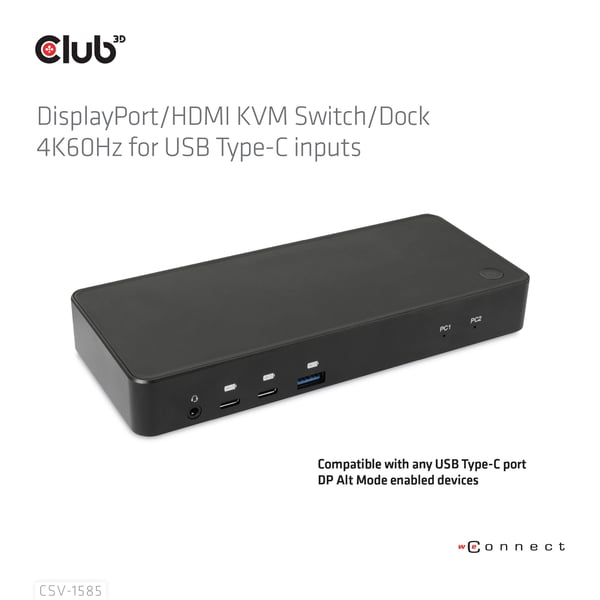 CLUB3D CSV-1585 KVM-switchar Svart