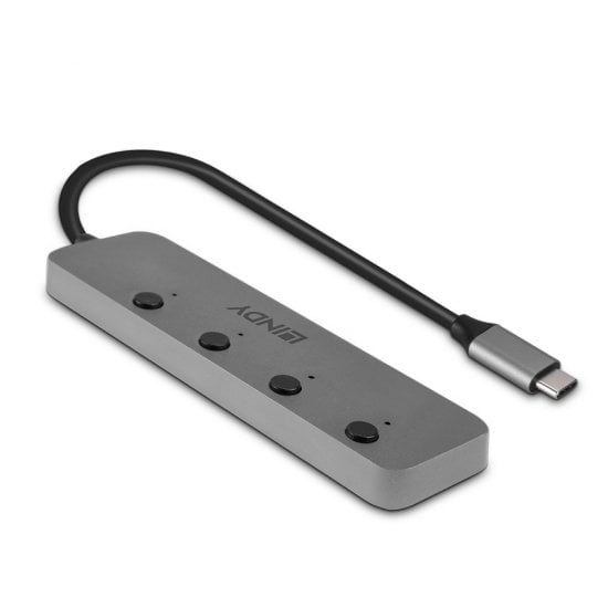 Lindy 43383 gränssnittshubbar USB 3.2 Gen 1 (3.1 Gen 1) Type-C 5000 Mbit/s Grå
