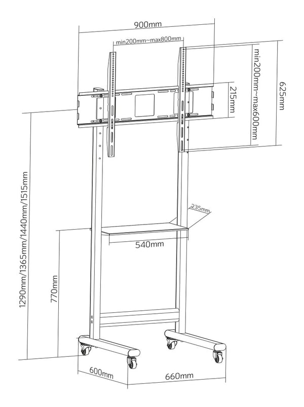 Techly ICA-TR74 tv-beslag 2,29 m (90") Sort