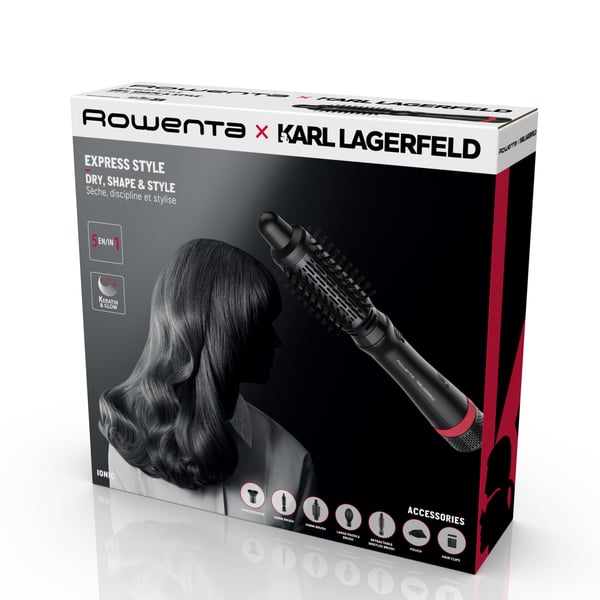 Rowenta Express Style CF635L Varmluftsbørste Varm Sort, Rød 800 W 1,8 m