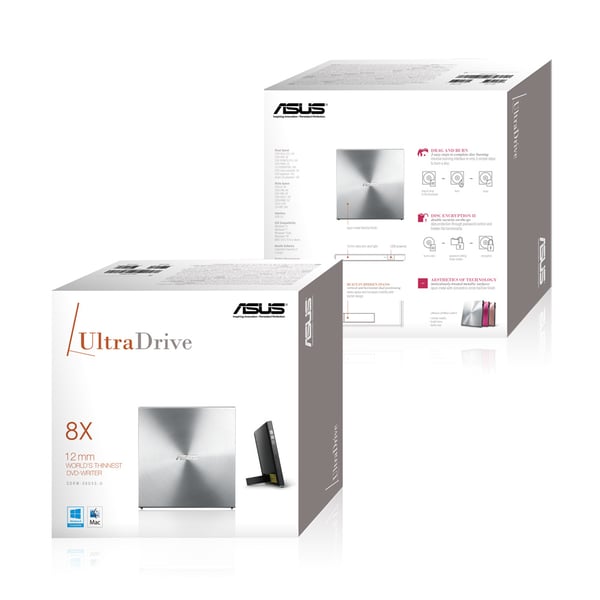 ASUS SDRW-08U5S-U optisk diskdrev DVD Super Multi DL Metallic