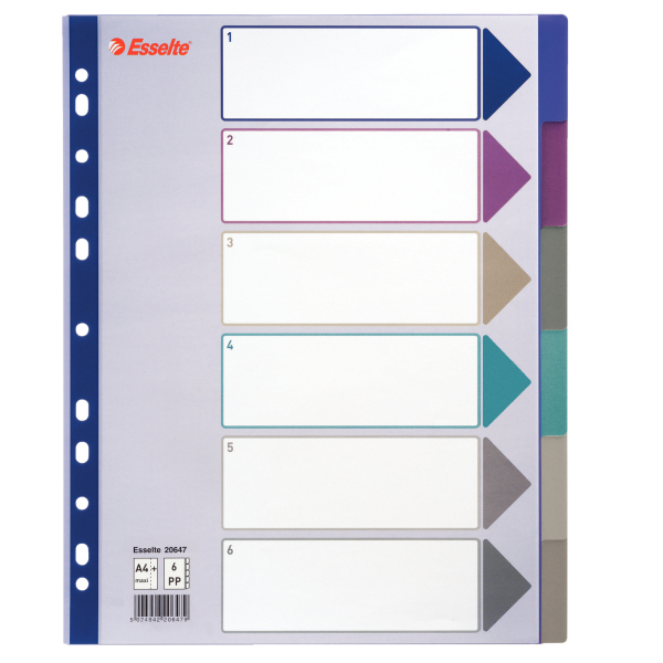 Esselte Plastic tab, A4 Blankt faneindeks Polyvinylchlorid (PVC)
