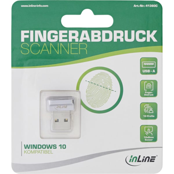 InLine 41360C fingertryksaflæser USB 2.0 Flerfarvet