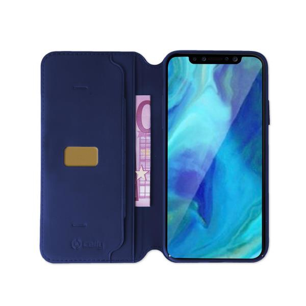 Celly Prestige mobiltelefon etui 16,5 cm (6.5") Tegnebogsetui Blå