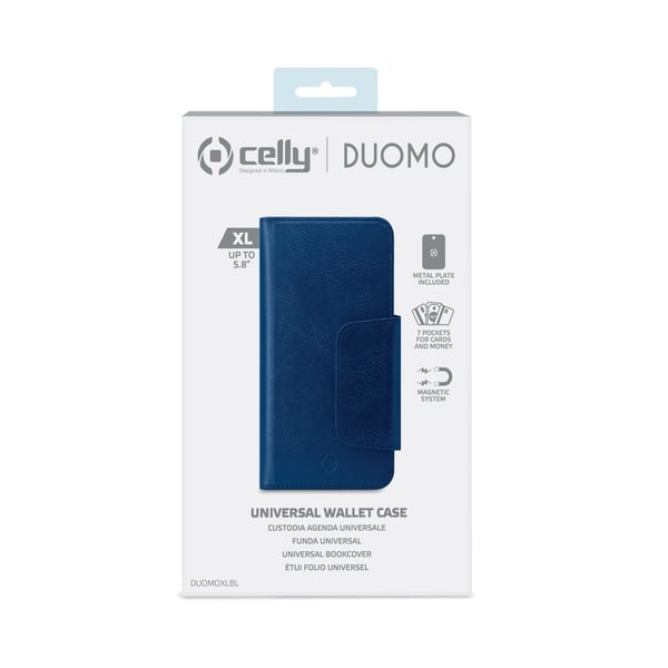 Celly Duomo mobiltelefon etui 14,7 cm (5.8") Tegnebogsetui Blå