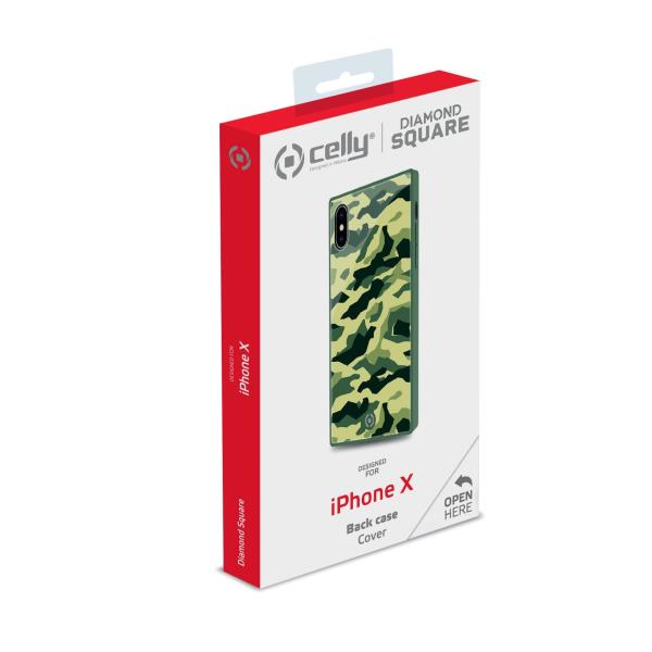 Celly Diamond Square mobiltelefon etui 14,7 cm (5.8") Cover Camouflage, Grøn