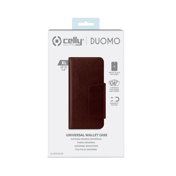 Celly Duomo mobiltelefon etui 14,7 cm (5.8") Tegnebogsetui Brun