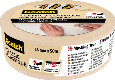 3M Classic 50 m Malertape Velegnet til indendørsbrug Beige