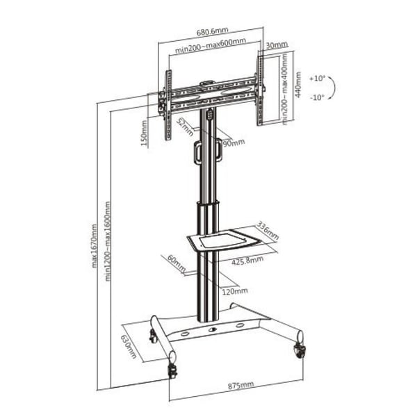 Techly ICA-TR35 fäste för skyltningsskärm 165,1 cm (65") Svart