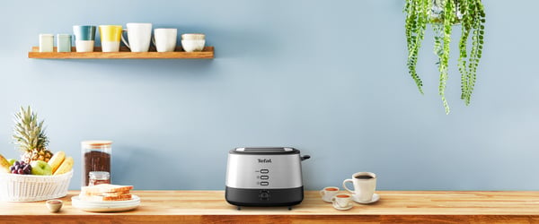 Tefal New Equinox TT520D 2 skive(r) Sort, Rustfrit stål