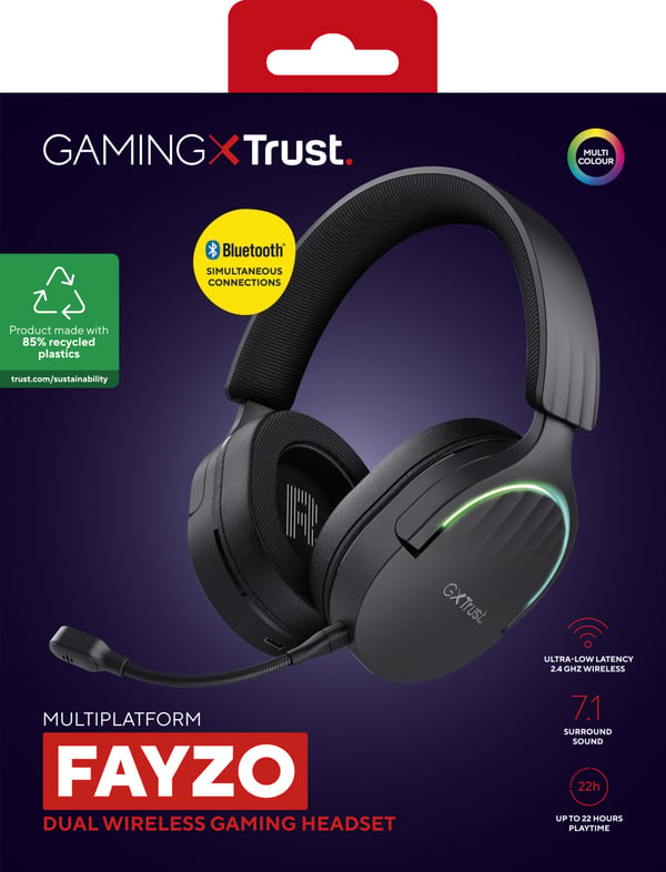 Trust GXT 491 Fayzo Headset Kabel & Trådlös Huvudband Spela USB Type-C Bluetooth Svart