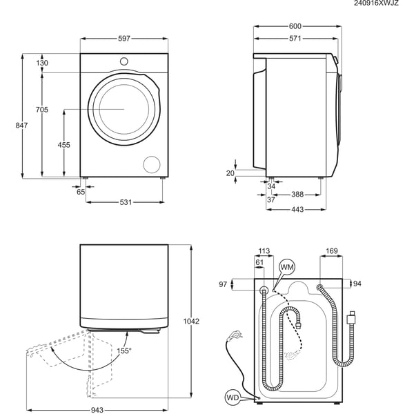AEG LR8H94GBY vaskemaskine Front-læsning 9 kg 1400 rpm Hvid