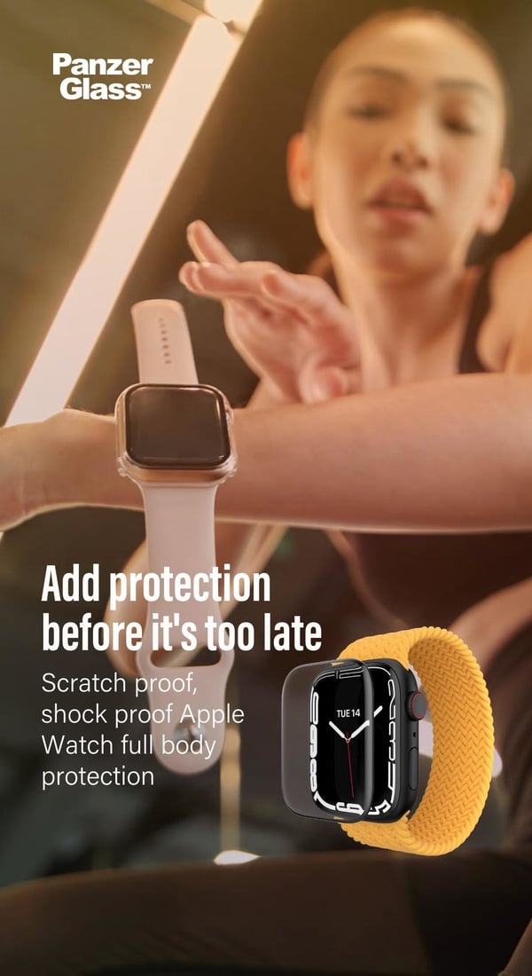 PanzerGlass ® Full body Case Black Apple Watch SE 3 | SE | 6 | 5 | 4 | 44mm Genomskinligt skärmskydd 1 styck