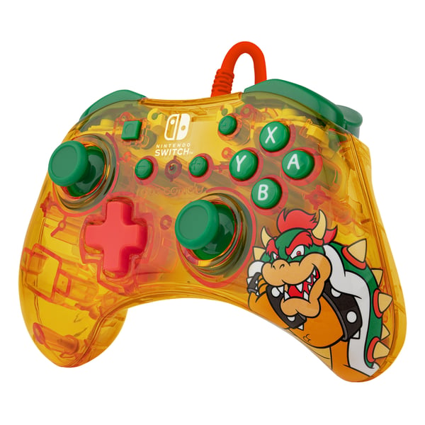 PDP Rock Candy: Lemon Bomb Bowser Grøn, Gennemsigtig, Gul USB Gamepad Analog/digital Nintendo Switch, Nintendo Switch Lite, Nintendo Switch OLED