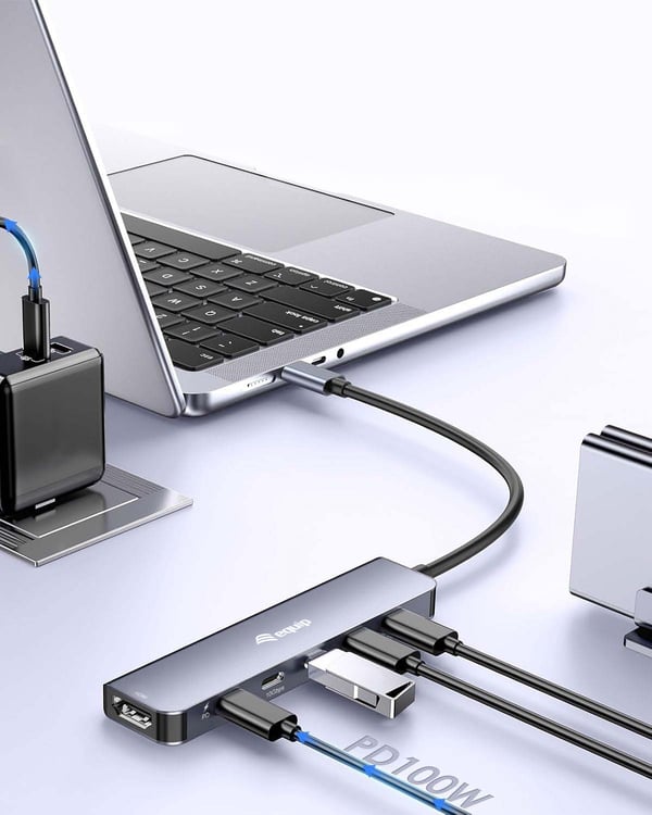 Equip 133499 kannettavien tietokoneiden telakka ja porttitoistin Langallinen USB 3.2 Gen 2 (3.1 Gen 2) Type-C Harmaa