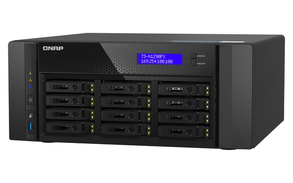 QNAP TS-h1290FX NAS Tower EPYC 7302P 128 GB DDR4 0 TB QuTS hero Musta