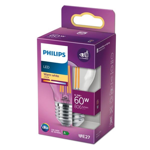 Philips Filament kertepære, klar 60 W P45 E27