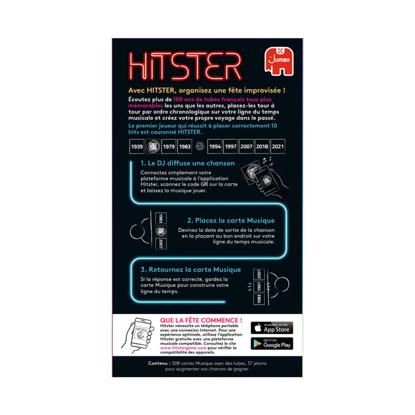 Jumbo Hitster 100% chansons françaises 30 min Korttipeli Juhla