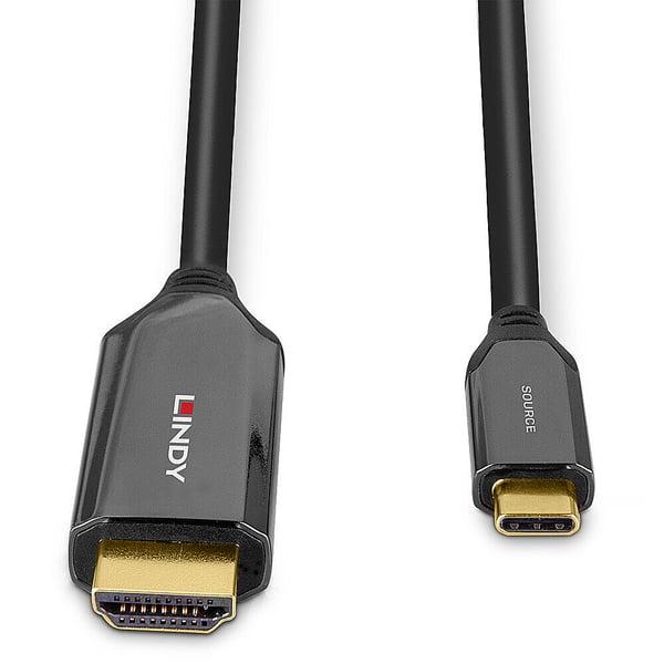 Lindy 43367 videokabeladapter 1 m USB Type-C HDMI Typ A (standard) Svart