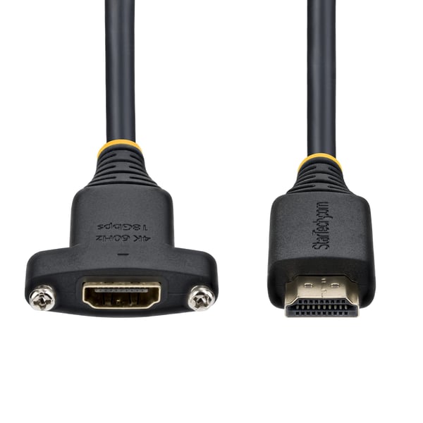 StarTech.com 2 m HDMI-kabel för panelmontering, HDMI-förlängningskabel med hög hastighet för panelmontering, 4K 60 Hz/1440p 144 Hz, HDMI-adapterkabel (hane till hona) för panelmontering