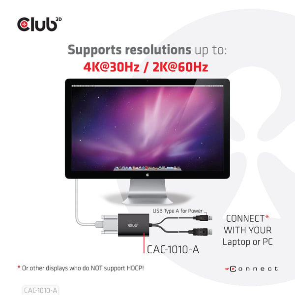 CLUB3D CAC-1010-A videokabel adapter 0,6 m DisplayPort DVI-D + USB Sort