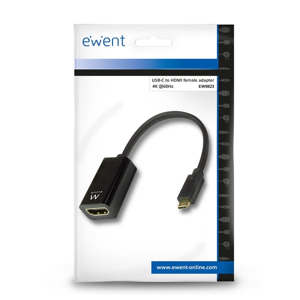 Ewent EW9823 videokabeladapter 0,15 m USB Type-C HDMI Typ A (standard) Svart