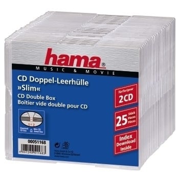 Hama 00051168 optisk disk etui Slimline etui 2 diske Transparent Hama 00051168 optisk disk etui Slimline etui 2 diske Transparent