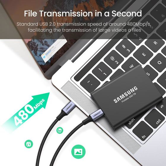 Ugreen 70429 USB-kaapeli 1 m USB C 0,48 Gbit/s 100 W Musta