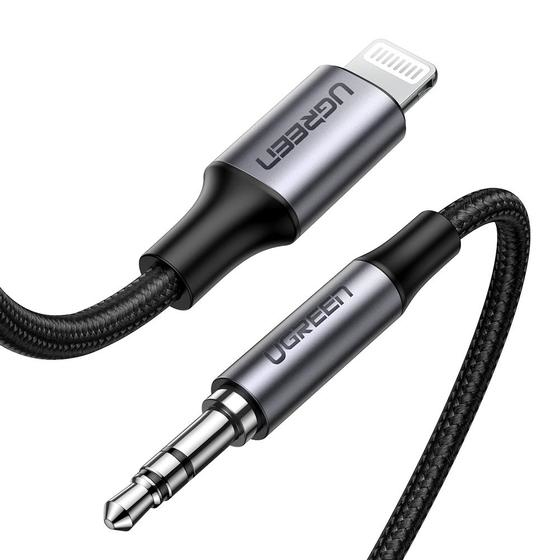Ugreen 70509 kabel til mobiltelefon Sølv 1 m 3.5mm Lightning