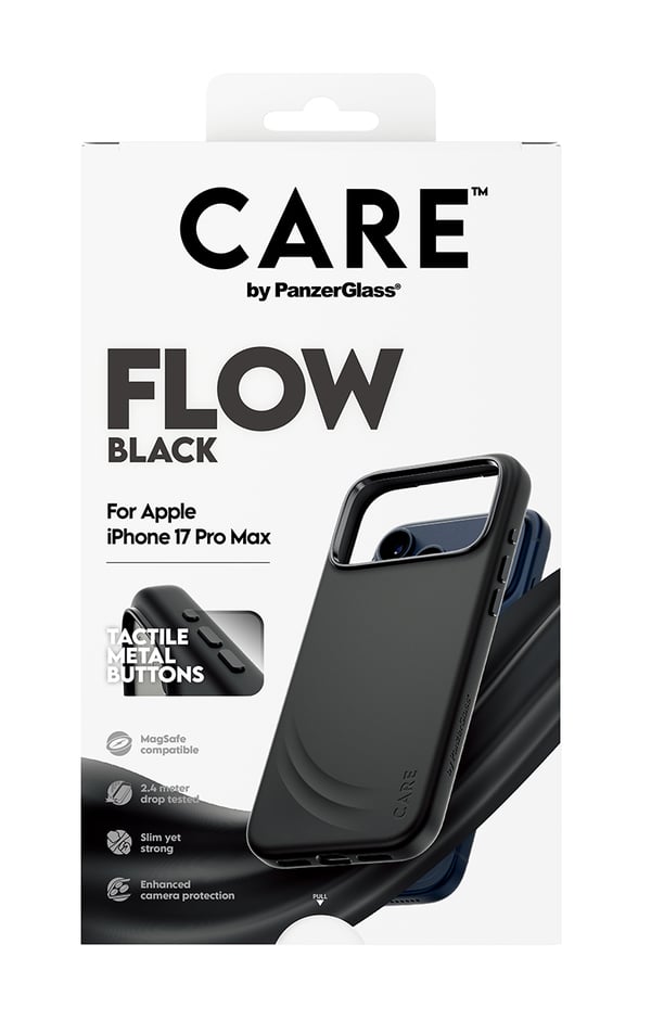 PanzerGlass CARE™ by ® Flow Case Black w. MagSafe iPhone 17 Pro Max mobiltelefonfodral Mobilskal Svart