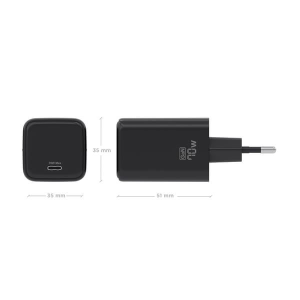 AISENS ASCH-70W1P089-BK mobiililaitteen laturi Matkapuhelin, Älypuhelin, Digitaalikamera, Universaali, Tabletti, MP3, MP4, Kannettava pelikonsoli Musta AC Pikalataus Sisätila