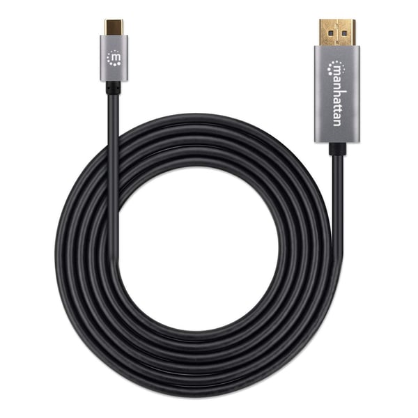 Manhattan 354844 videokaapeli-adapteri 2 m USB Type-C DisplayPort Musta, Hopea