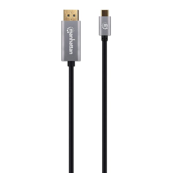 Manhattan 354844 videokaapeli-adapteri 2 m USB Type-C DisplayPort Musta, Hopea