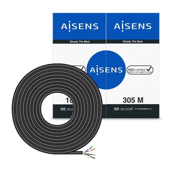 AISENS A135-0674 nätverkskablar Svart 305 m Cat6 F/UTP (FTP) Rund