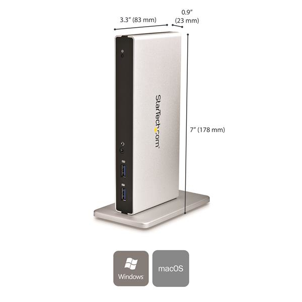 StarTech.com USB 3.0-dockningsstation för dubbla skärmar med DVI och vertikalt stativ